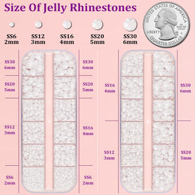 Close-up of TINKRSTUFF flatback rhinestones in assorted sizes