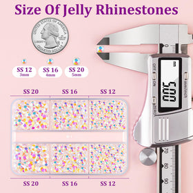 Close-up of TINKRSTUFF flatback rhinestones in different sizes