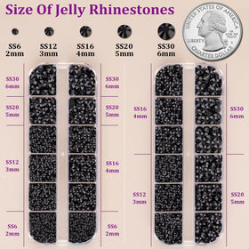 Close-up of TINKRSTUFF flatback rhinestones in various sizes