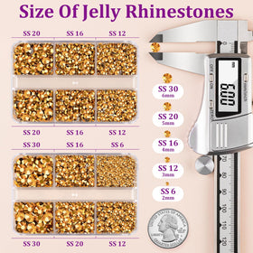 Close-up of TINKRSTUFF flatback rhinestones in various sizes
