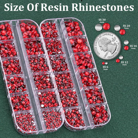 Close-up of TINKRSTUFF flatback rhinestones in various sizes