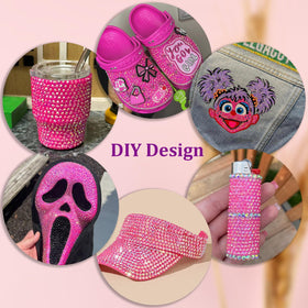Close-up of TINKRSTUFF Hot Pink AB rhinestones