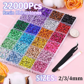 Close-up of TINKRSTUFF rhinestones showing 2mm, 3mm, and 4mm sizes
