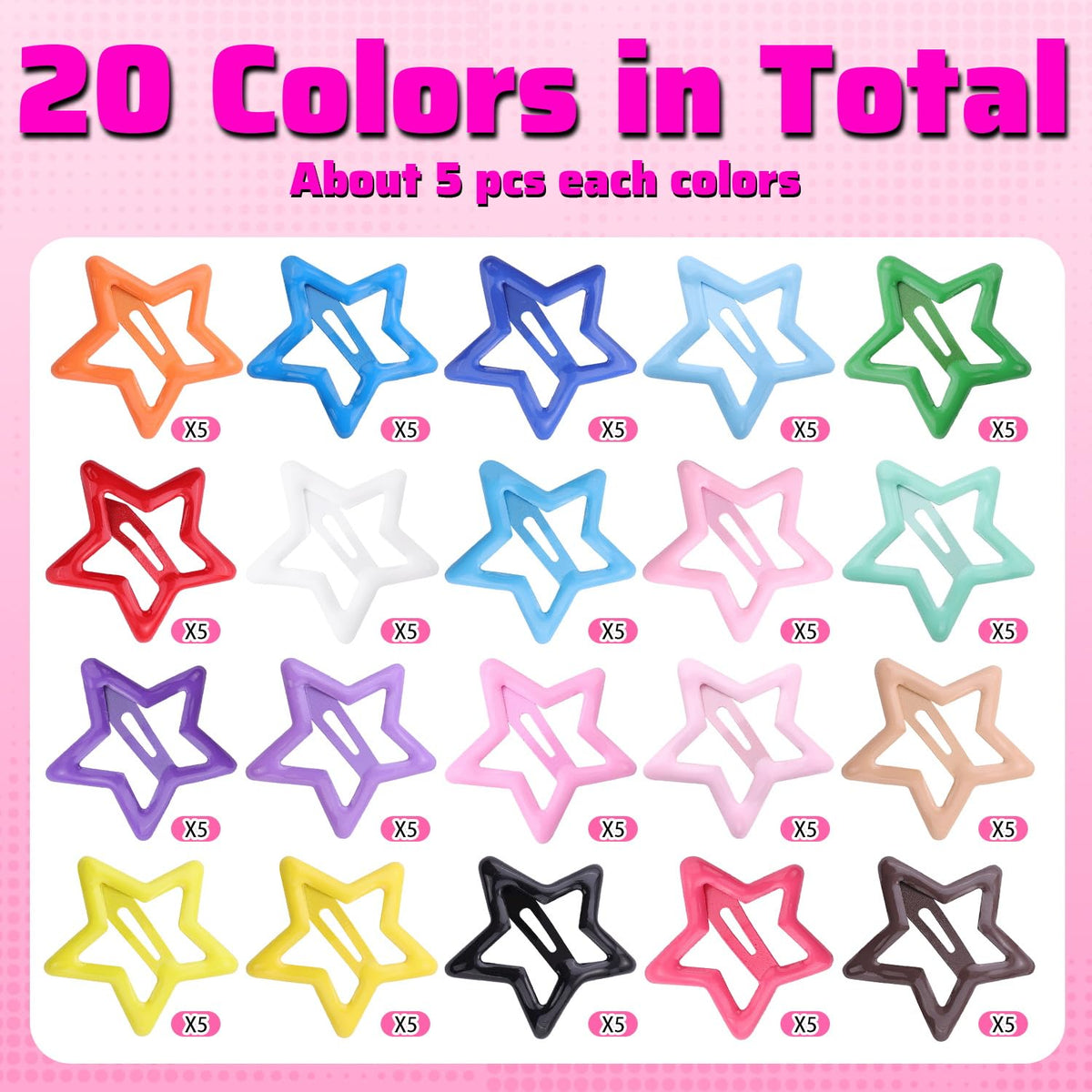 Close-up of TINKRSTUFF star hair clips showing star shape
