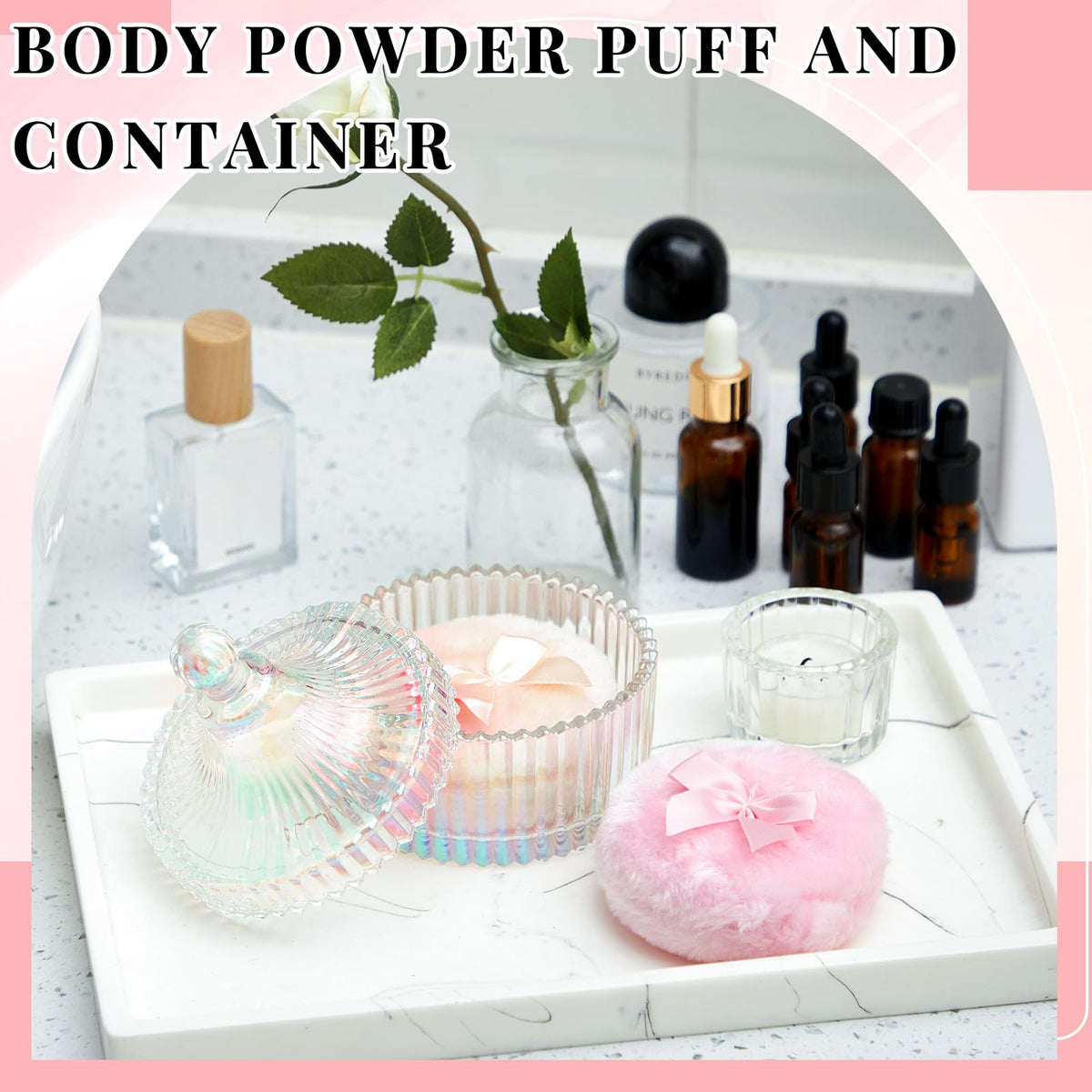 Close-up of Tioncy powder puff with cute bow detail