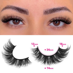 Close-up of TNFVLONEINS 4D natural look false eyelashes