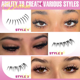 Close-up of TNFVLONEINS Bottom Lash Clusters showcasing lash styles