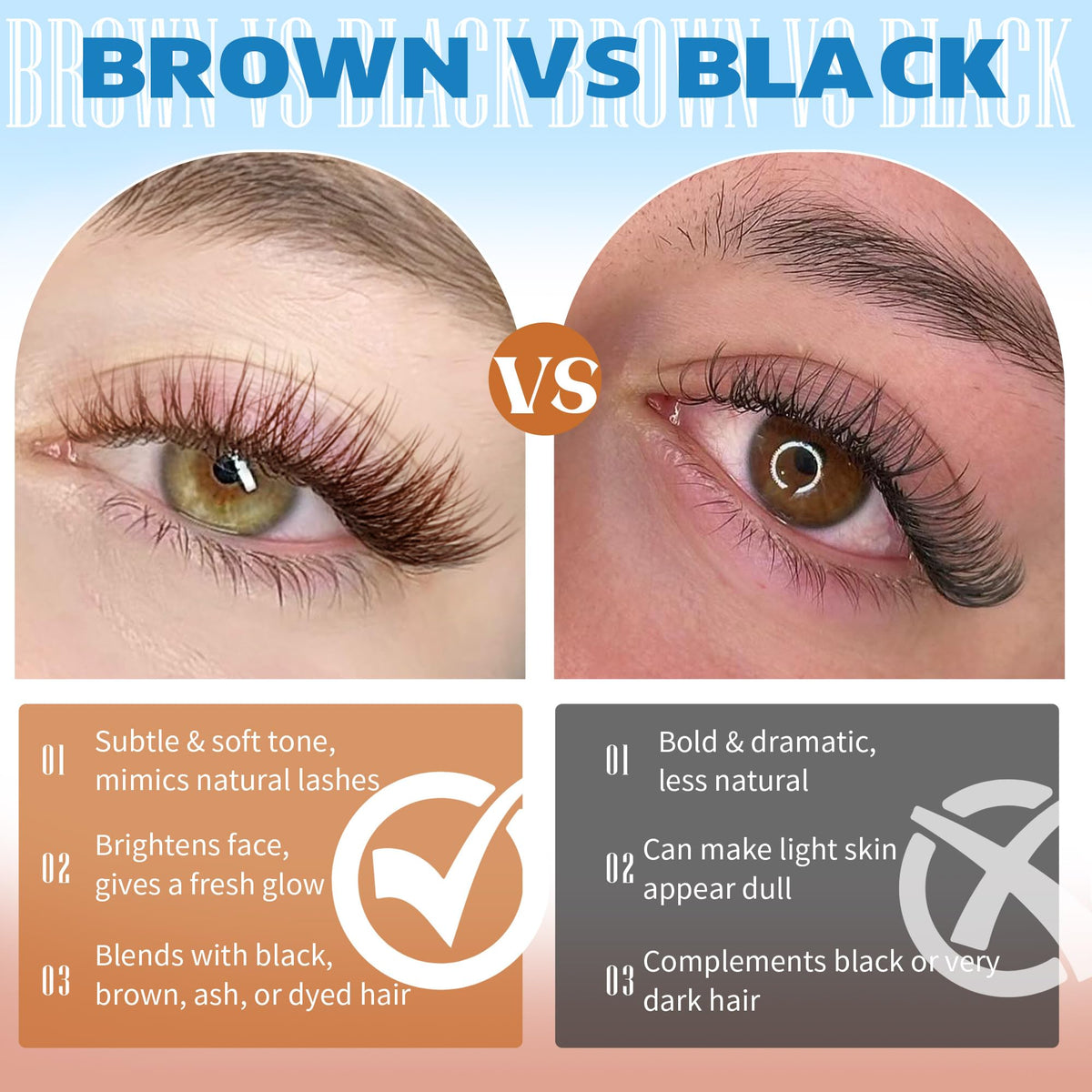 Close-up of TNFVLONEINS Brown Lash Clusters showing individual lashes
