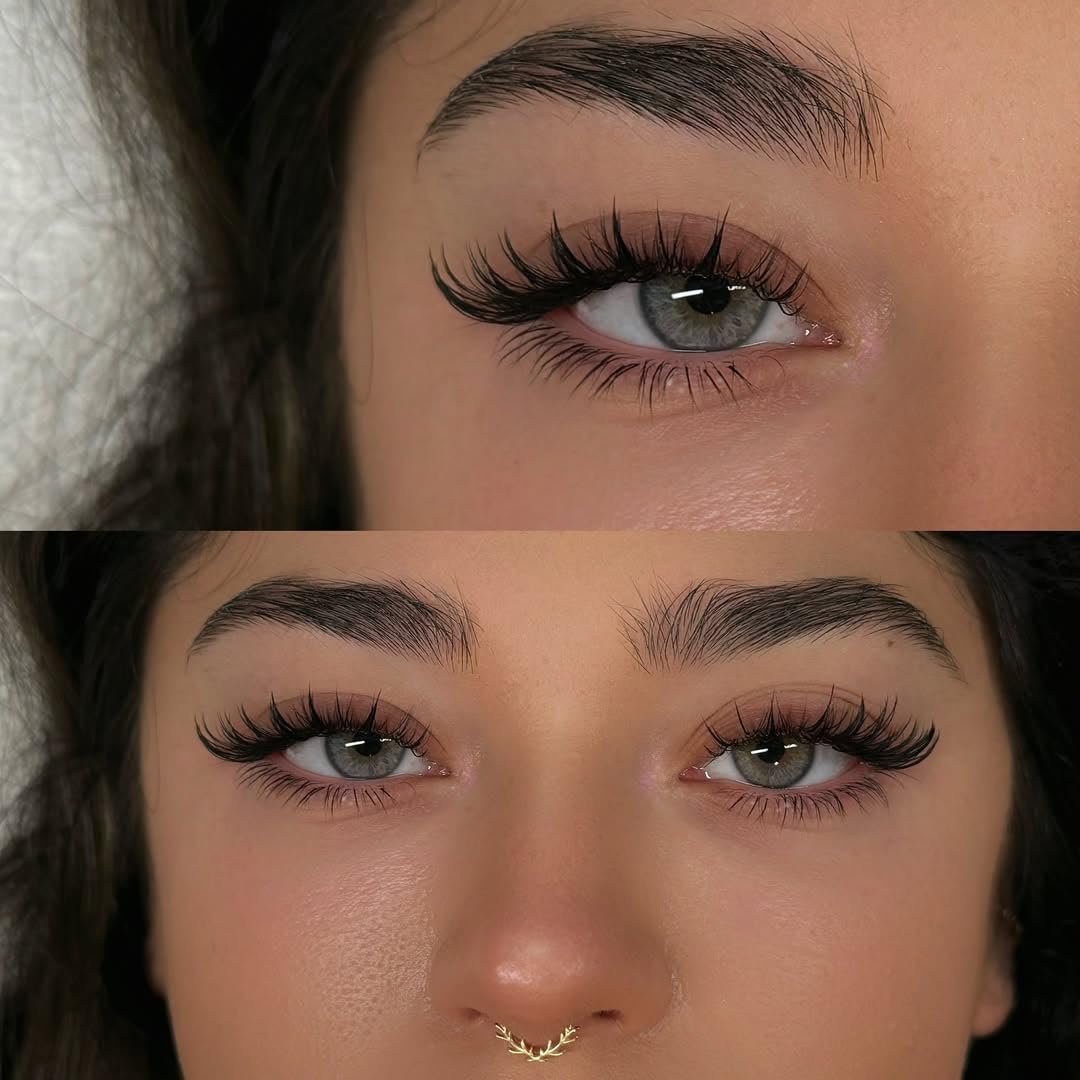 Close-up of TNFVLONEINS wispy false eyelashes