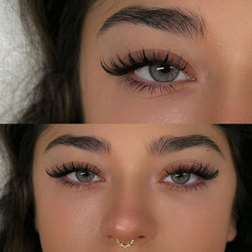 Close-up of TNFVLONEINS wispy false eyelashes