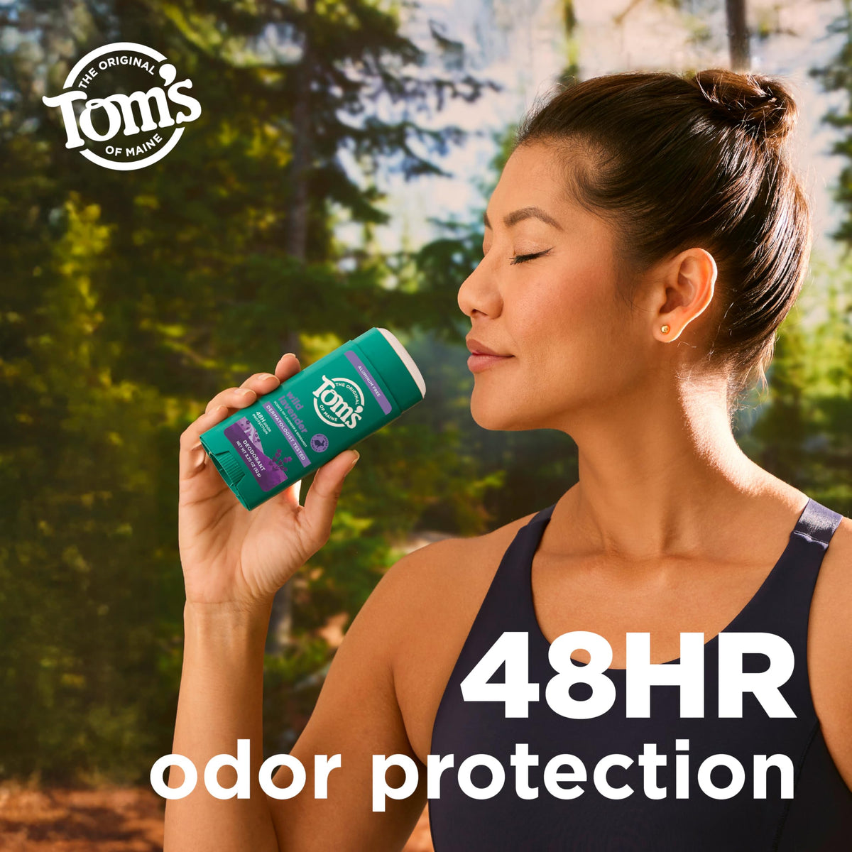 Close-up of Tom's of Maine deodorant showing 3.25 oz size