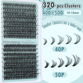 Close-up of TOOCHUNAG 40D+50D lash clusters