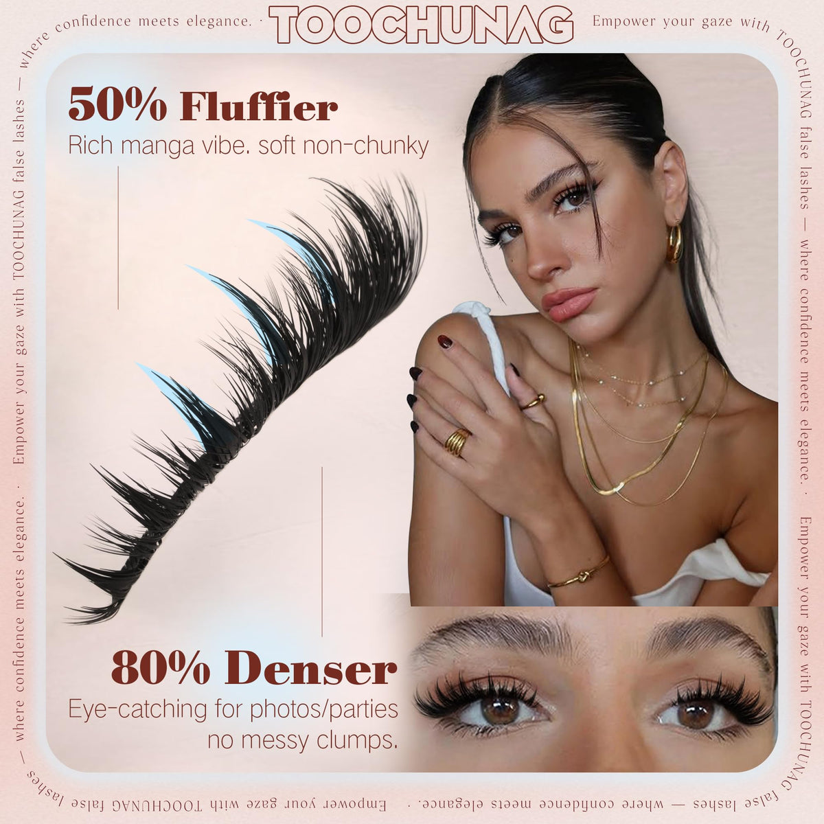 Close-up of TOOCHUNAG Anime Lash Clusters in packaging
