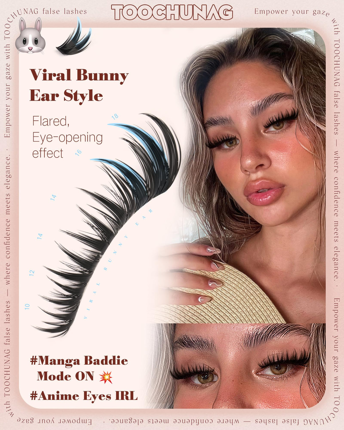 Close-up of TOOCHUNAG Bunny Cluster Eyelash Extensions D Curl detail
