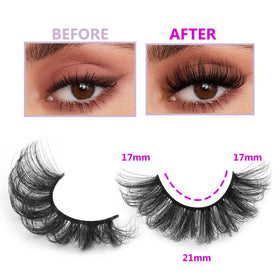Close-up of TOOCHUNAG Fluff Lashes showing D curl design