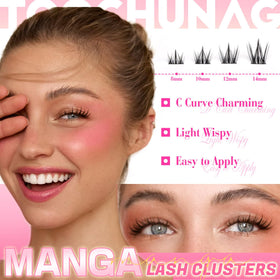 Close-up of TOOCHUNAG lash clusters showing different lengths