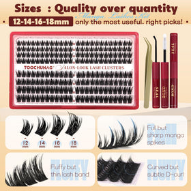 Close-up of TOOCHUNAG lash clusters showing different lengths