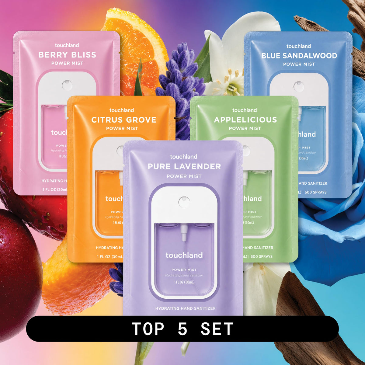 Close-up of Touchland Applelicious hand sanitizer spray