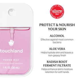 Close-up of Touchland Body & Hair Fragrance Mist bottle
