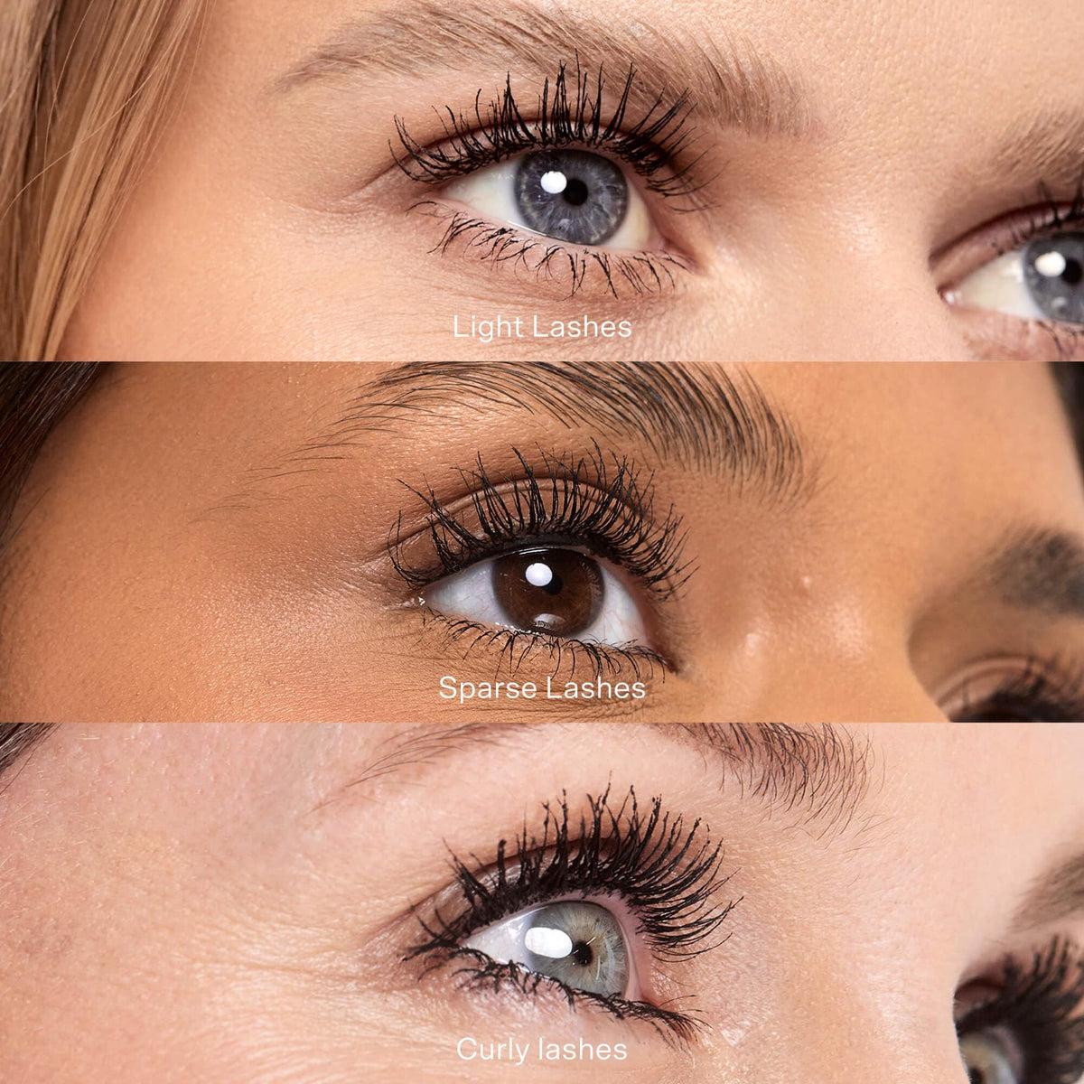 Close-up of Tower 28 mascara brush showing triple-wave design