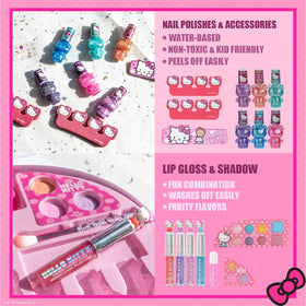 Close-up of Townley Girl Hello Kitty lip glosses with 3D toppers