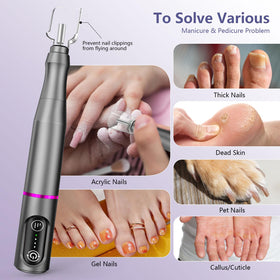 Close-up of TUOBEO nail drill showing speed control