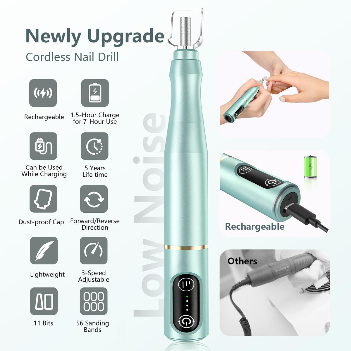 Close-up of TUOBEO nail drill speed control settings