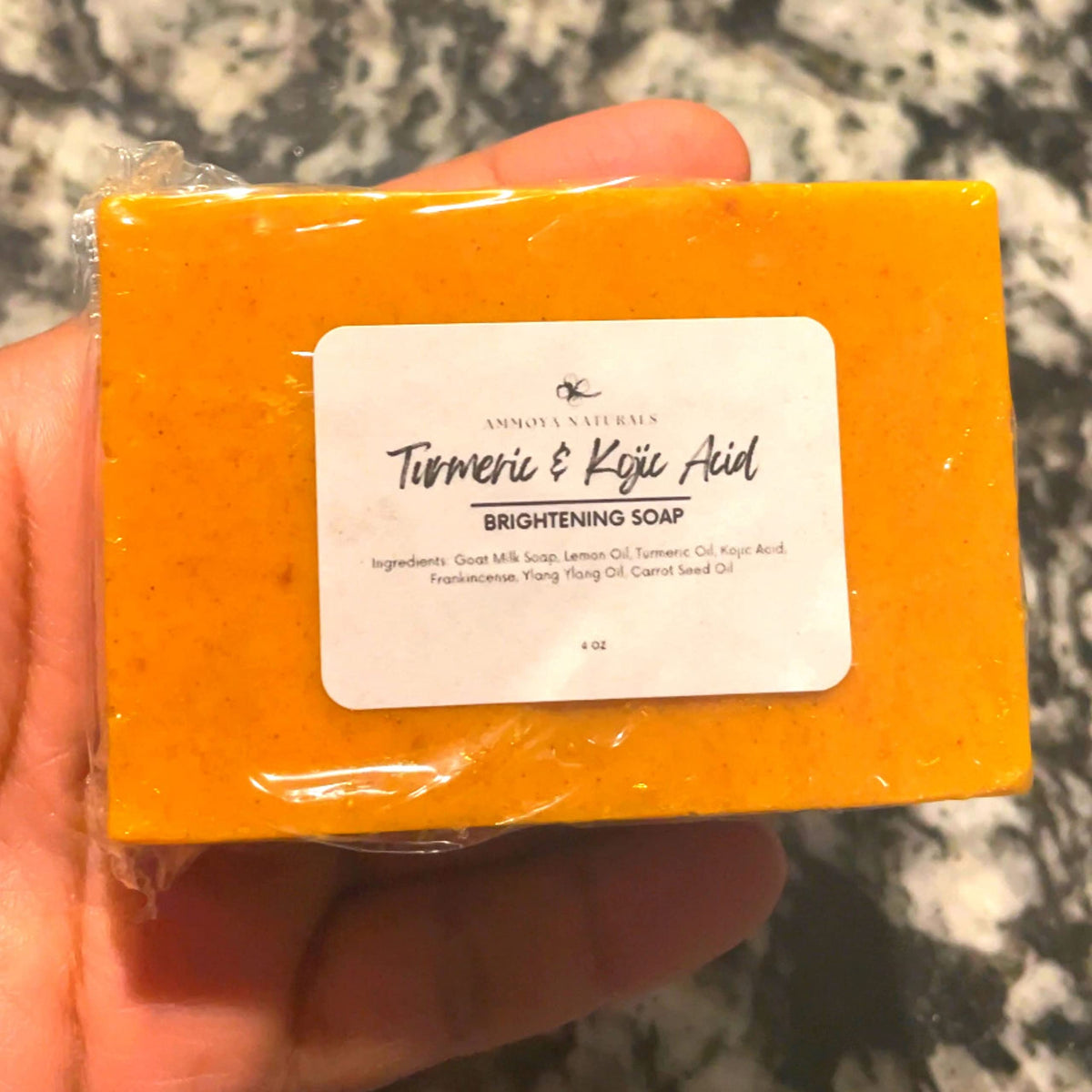 Close-up of Turmeric and Kojic Skin Brightening Soap showcasing texture