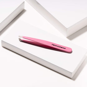 Close-up of Tweezerman Slant Tweezer tips for hair removal