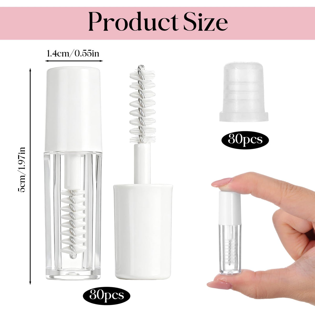 Close-up of Tweruna mascara tube showing sealing lid and wand