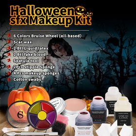 Close-up of two types of liquid latex in the CHASPA Halloween Makeup Kit