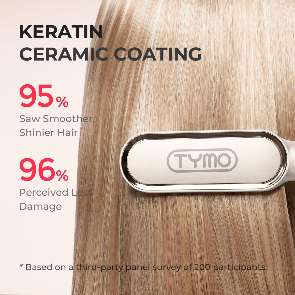 Close-up of TYMO Hair Straightener Brush keratin ceramic coating