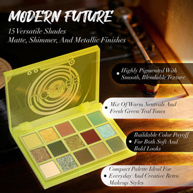 Close-up of UCANBE 15 Colour Eyeshadow Palette showing matte and shimmer finishes