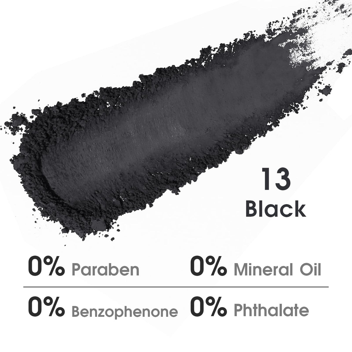 Close-up of UCANBE Black Single Eyeshadow Palette showing matte and shimmer shades