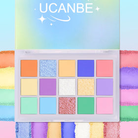 Close-up of UCANBE Seaform Dreams Eyeshadow Palette glitter and shimmer shades