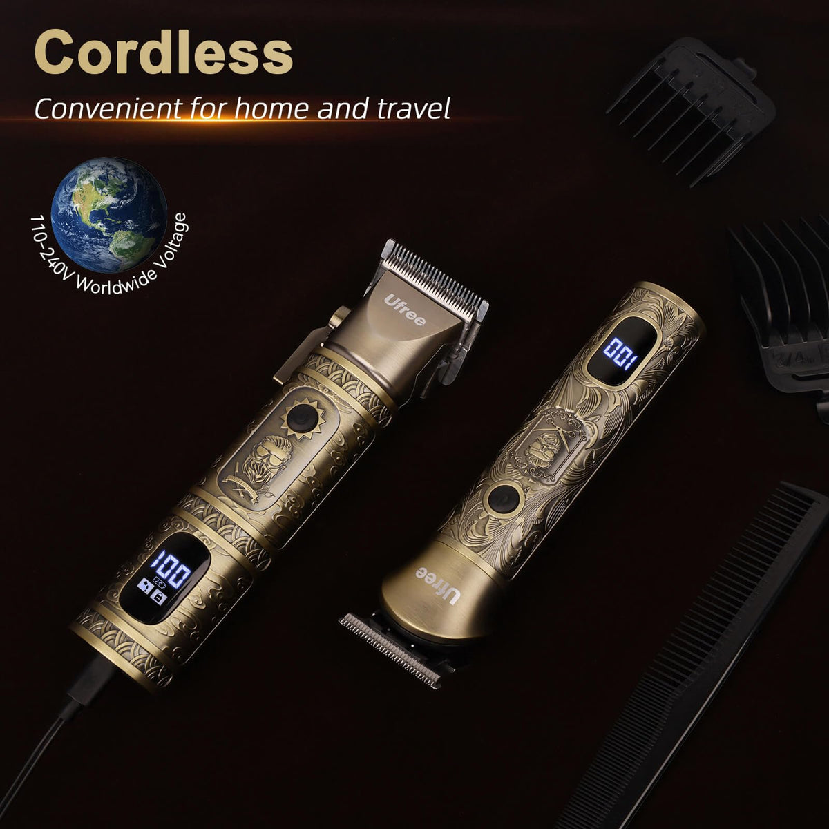 Close-up of Ufree Hair Clippers stainless steel blades