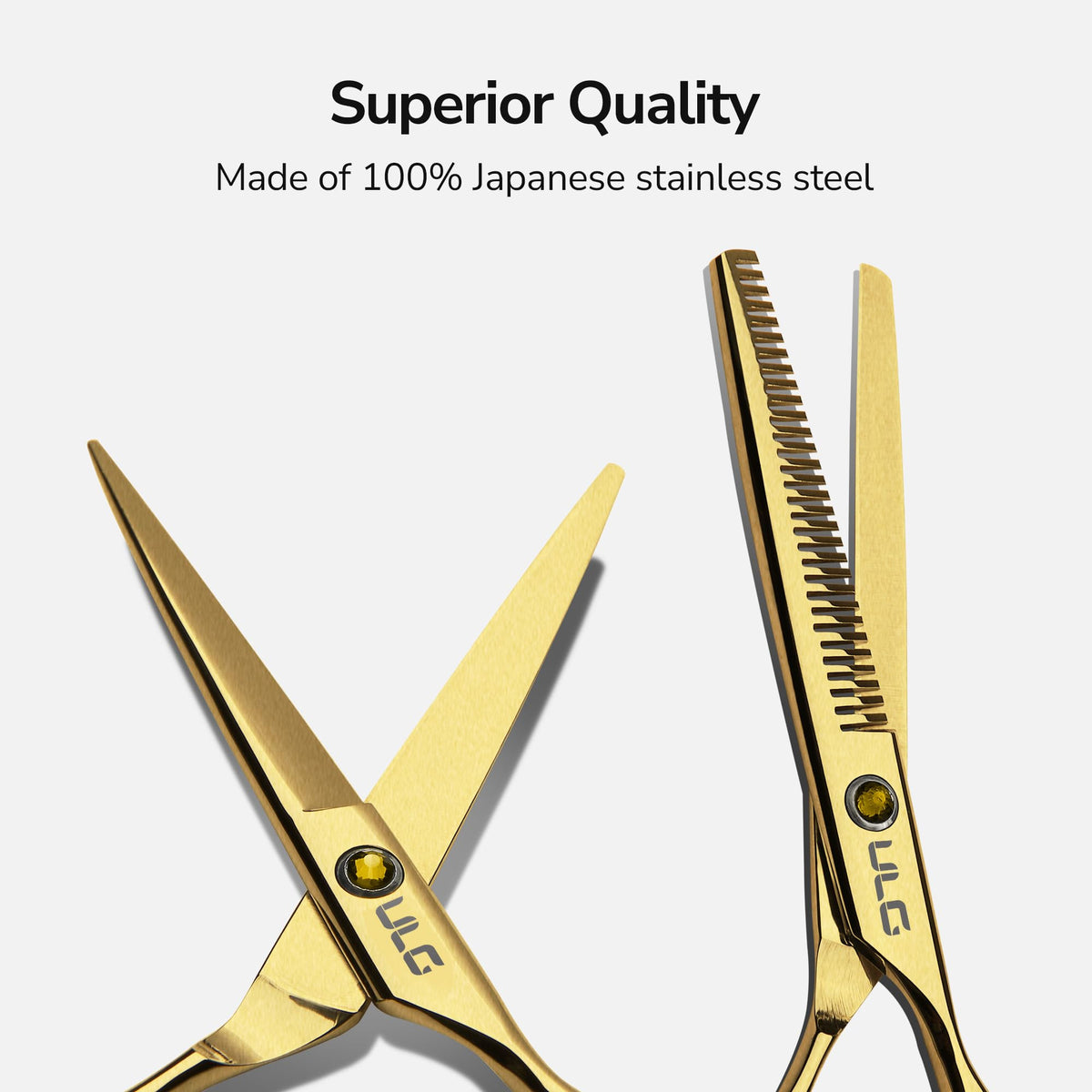 Close-up of ULG hair cutting scissors sharp blades