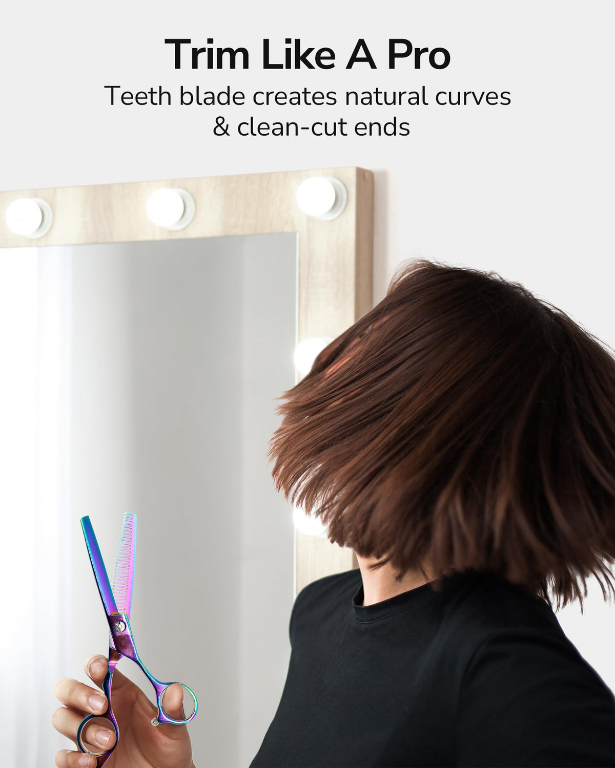 Close-up of ULG Hair Thinning Scissors blades showing hand-sharpened edges