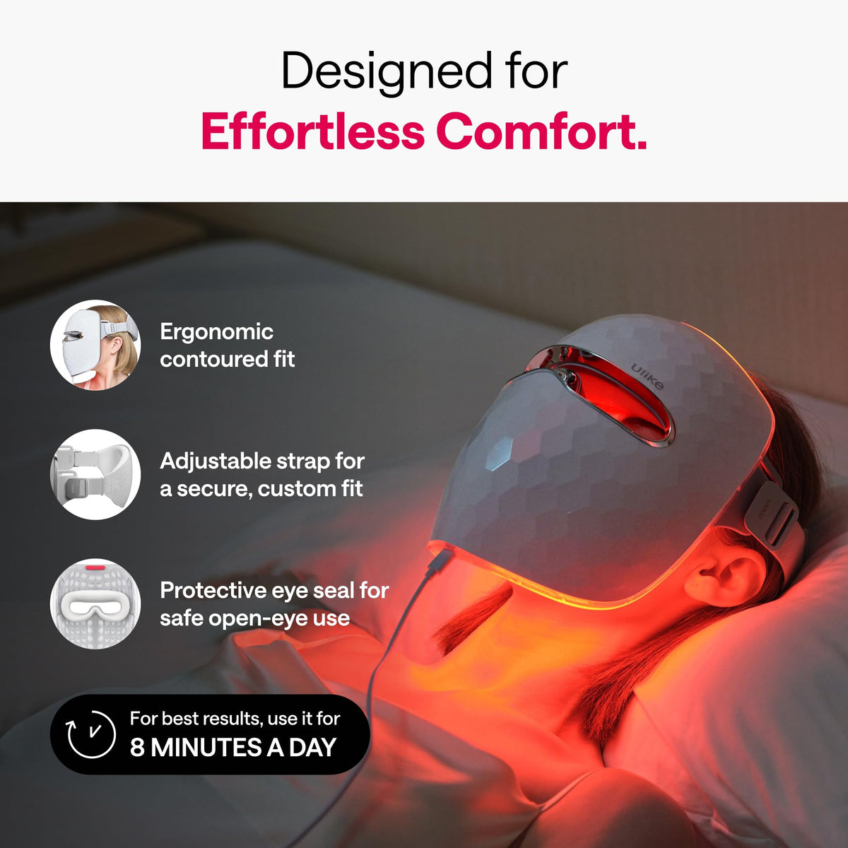 Close-up of Ulike ReGlow LED Face Mask control panel