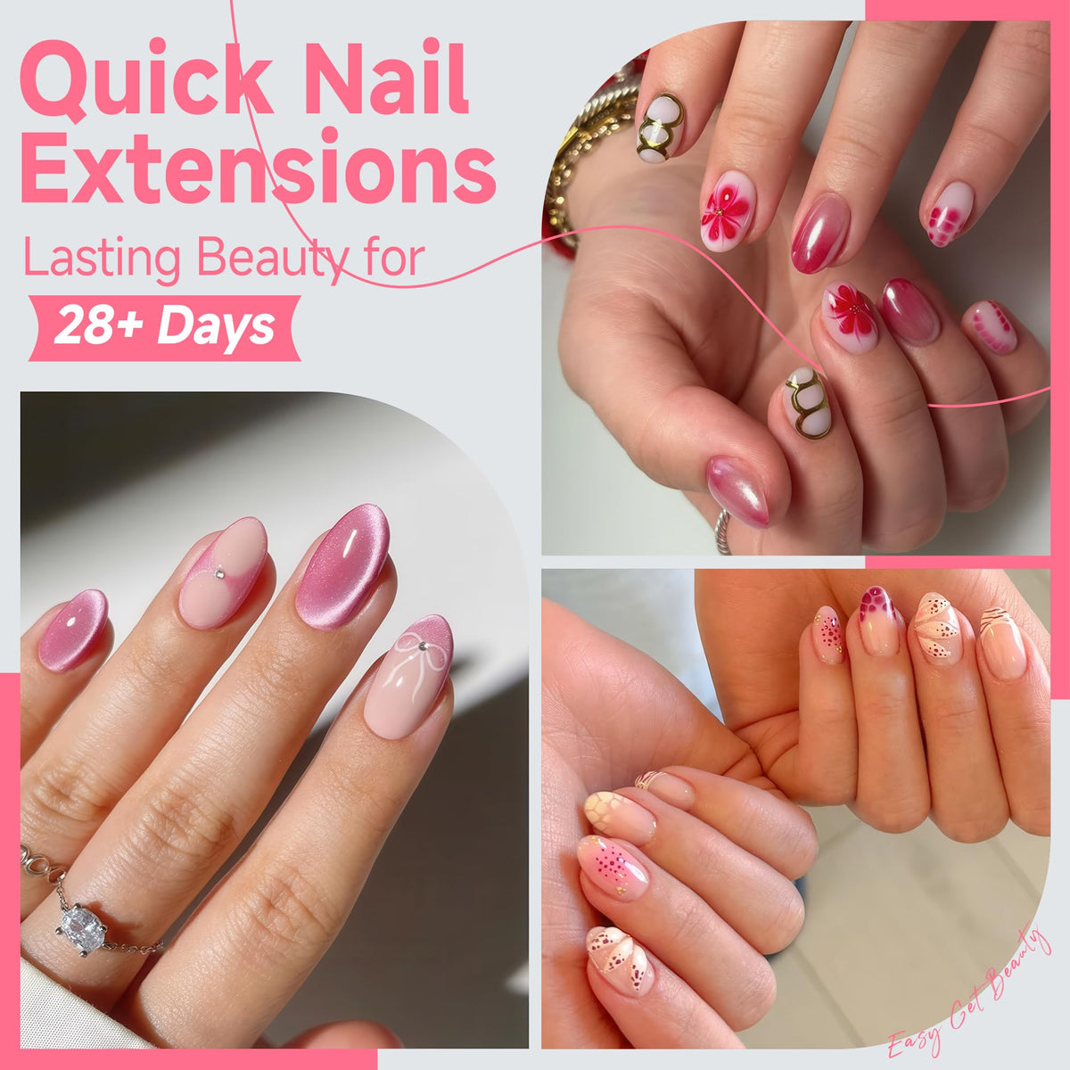 Close-up of UNA GELLA Extra Short Almond Nail Tips showing texture