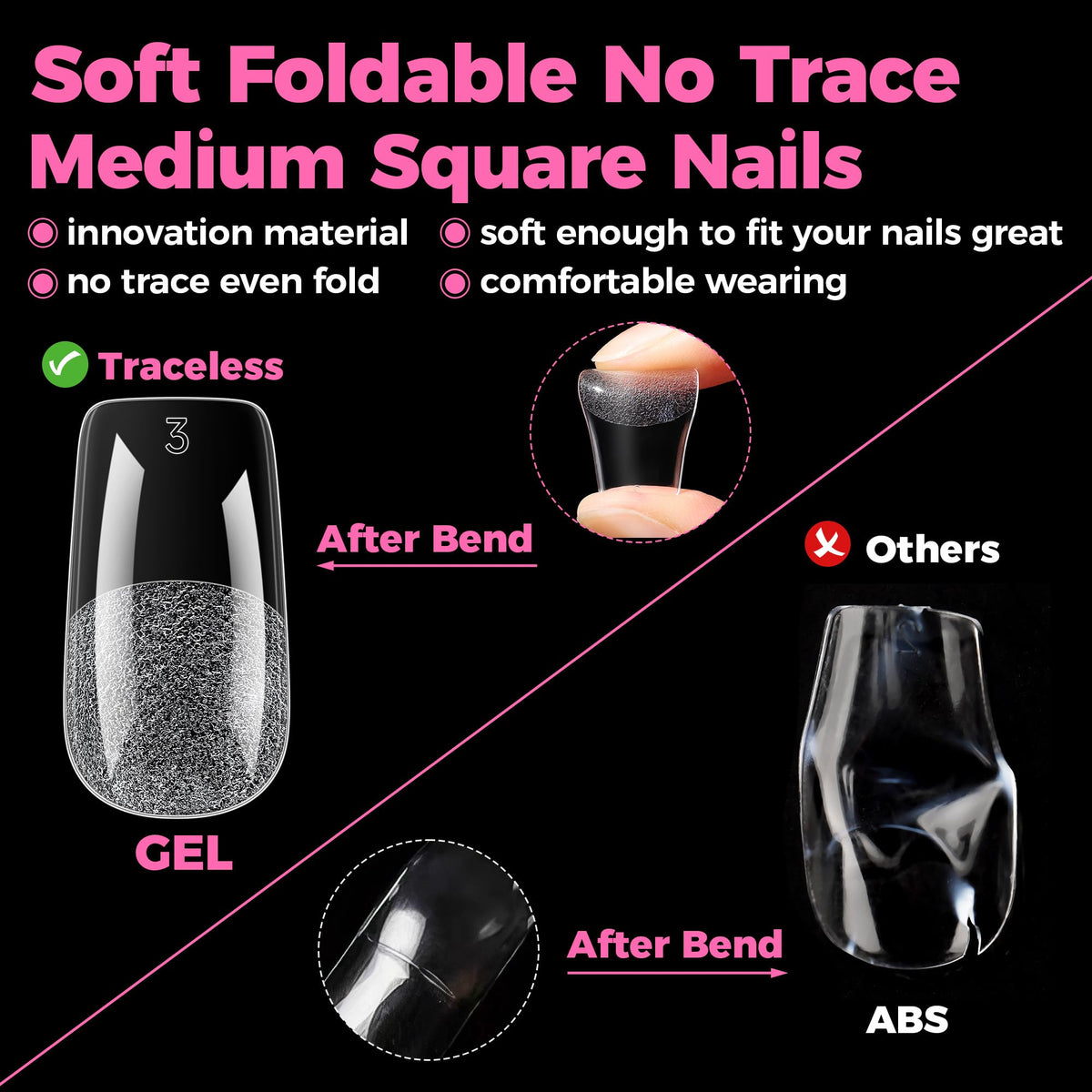 Close-up of UNA GELLA gel nail tips with matte texture