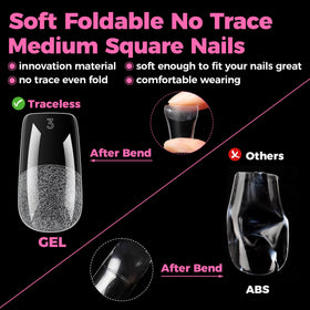 Close-up of UNA GELLA gel nail tips with matte texture