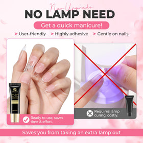Close-up of UNA GELLA nail glue application on nails