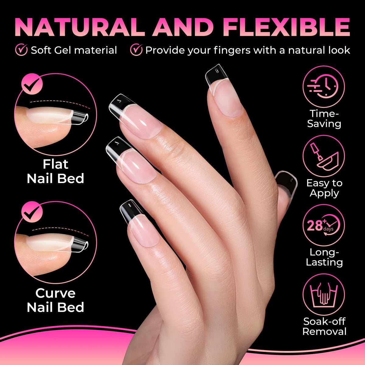 Close-up of UNA GELLA nail tips pre-etched surface