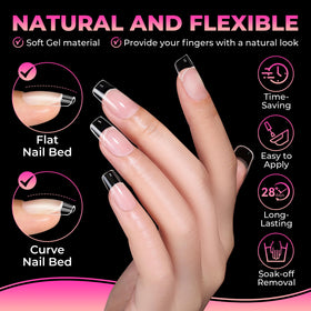 Close-up of UNA GELLA nail tips pre-etched surface