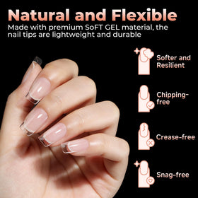 Close-up of UNA GELLA Short Square Nail Tips