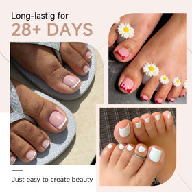 Close-up of UNA GELLA toe nail tips in various sizes