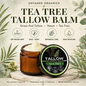 Close-up of Untamed Organics Tea Tree Tallow Balm showing rich consistency