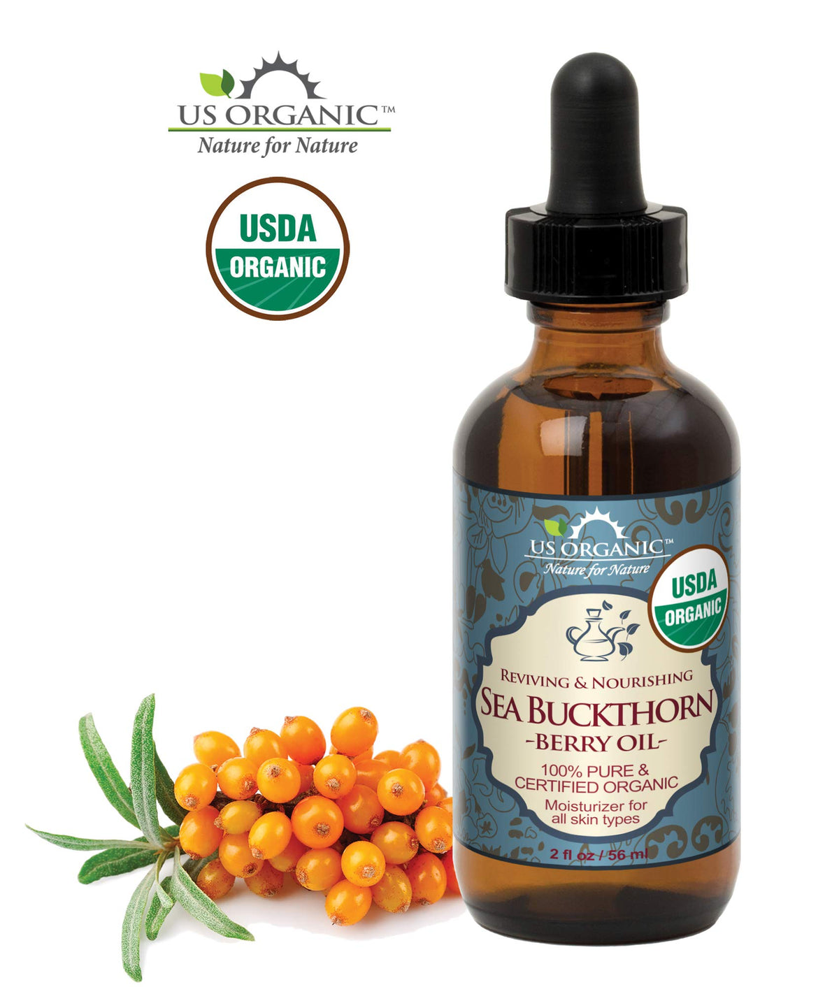 Close-up of US Organic Sea Buckthorn Berry Oil texture