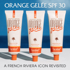 Close-up of VACATION Orange Gelée SPF 30 sunscreen texture